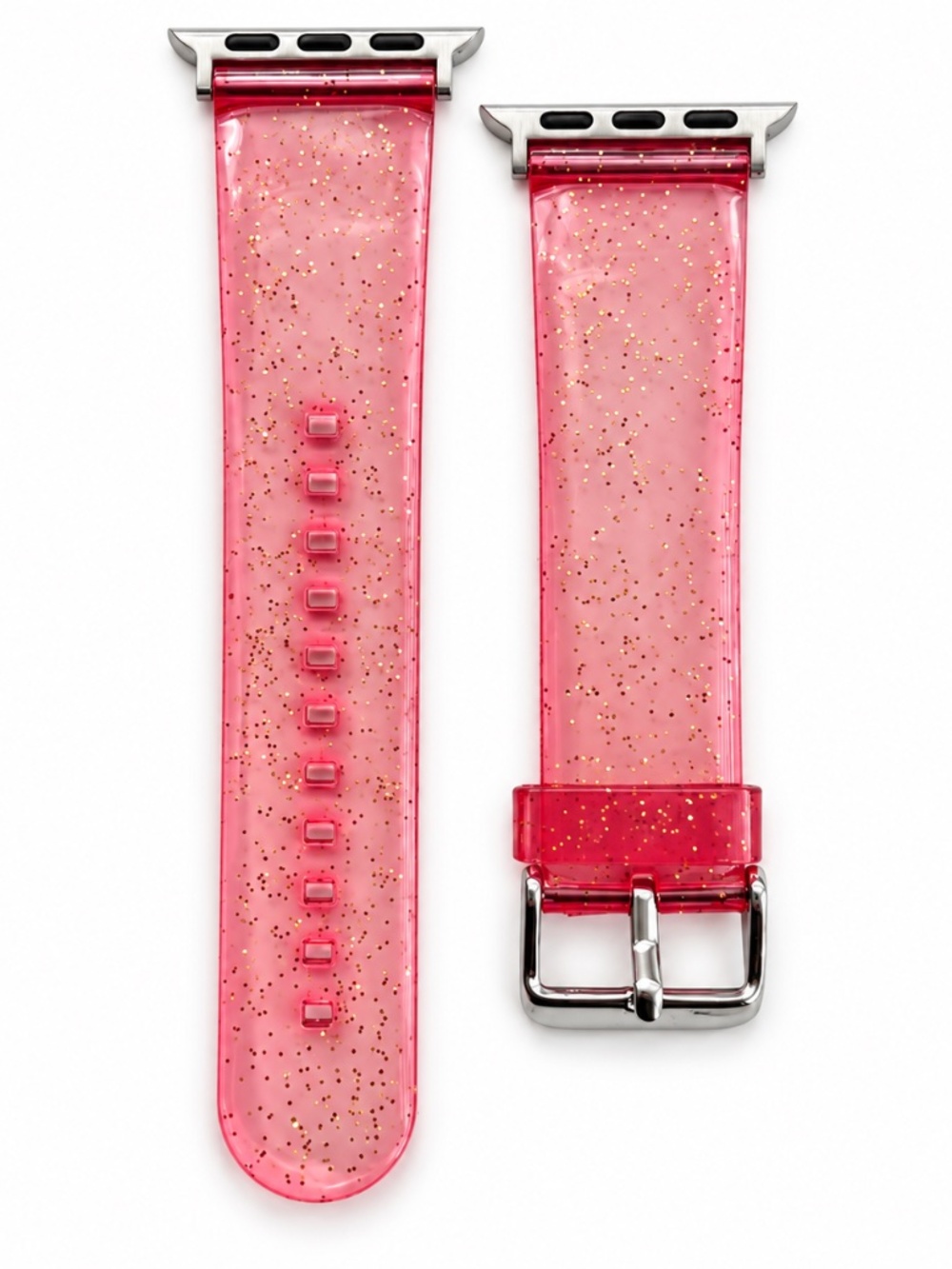 Pink Glitter Apple Watch Band Transparent Sparkle Strap 38mm 40mm 41mm